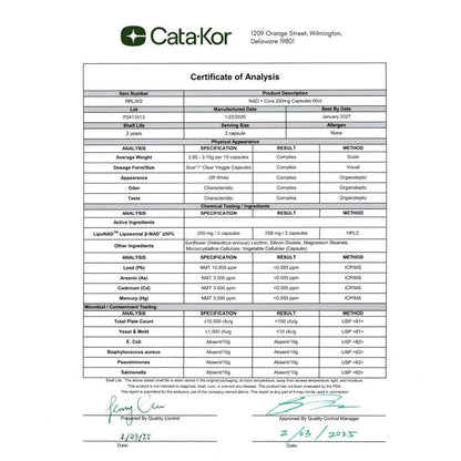 Cata-Kor NAD+ Supplement for Skin Aging Support, Energy, and Focus