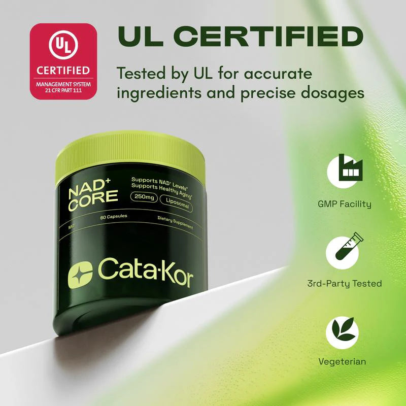 Cata-Kor NAD+ Supplement for Skin Aging Support, Energy, and Focus