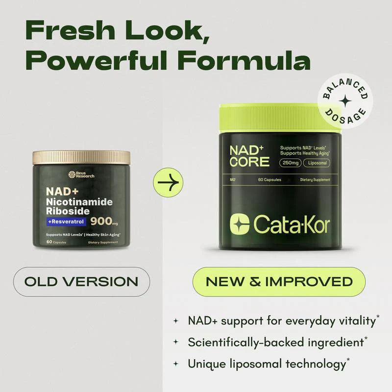 Cata-Kor NAD+ Supplement for Skin Aging Support, Energy, and Focus