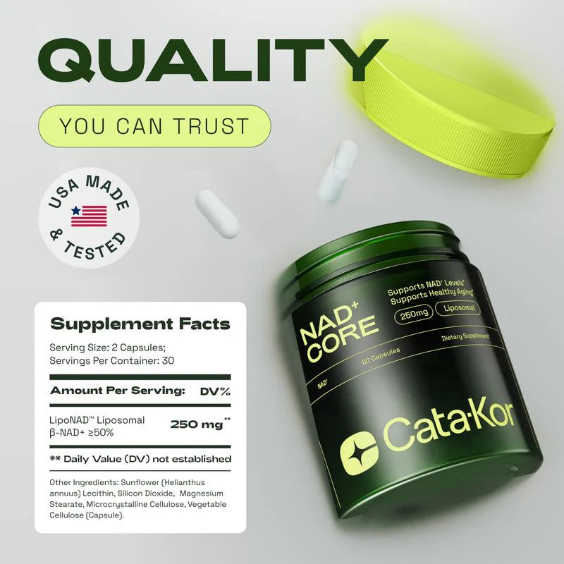 Cata-Kor NAD+ Supplement for Skin Aging Support, Energy, and Focus